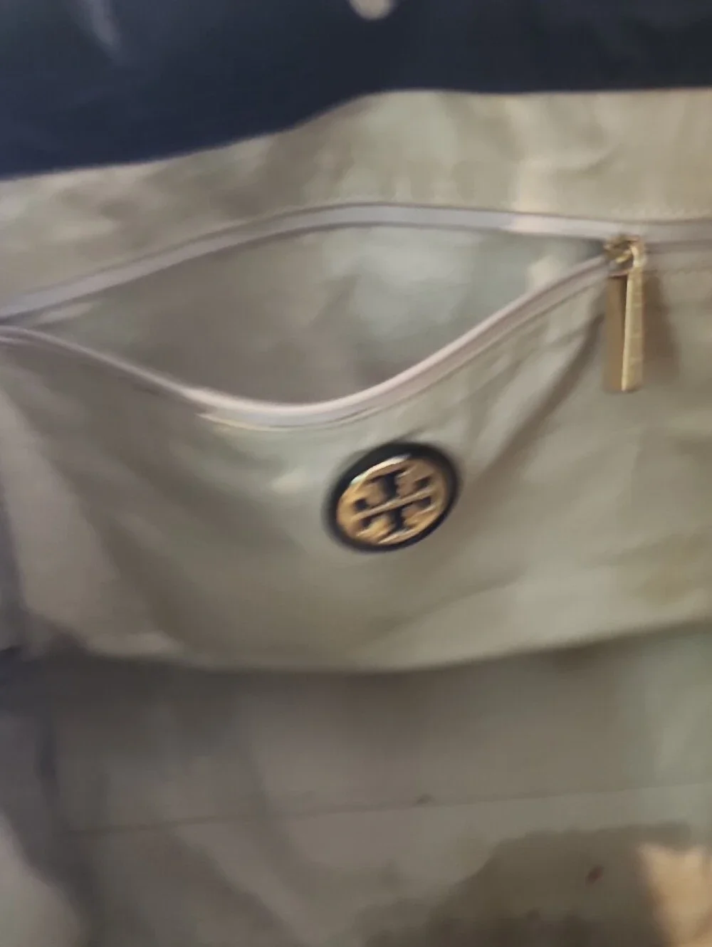 Tory Burch Black Patent-Trim Logo Tote